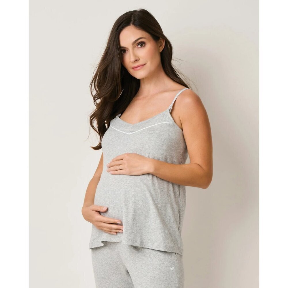 PETITE PLUME Luxe Pima Cotton Maternity Tank in Heather Grey Size Small